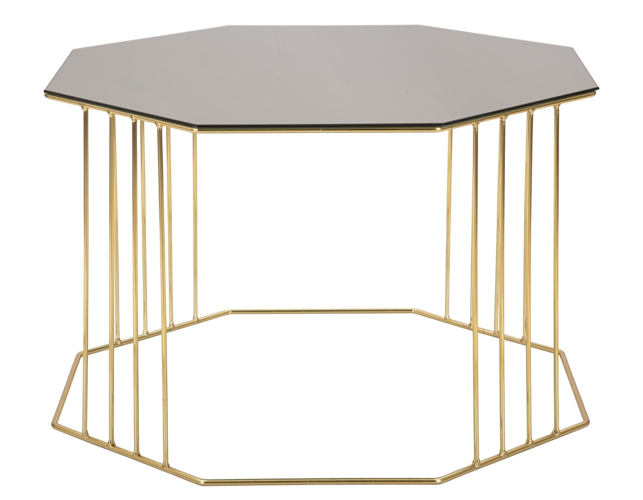 Masuta pentru cafea, Mauro Ferretti, Octagon, Ø 70 x 45 cm, fier/sticla, auriu/bronz - imagine 7